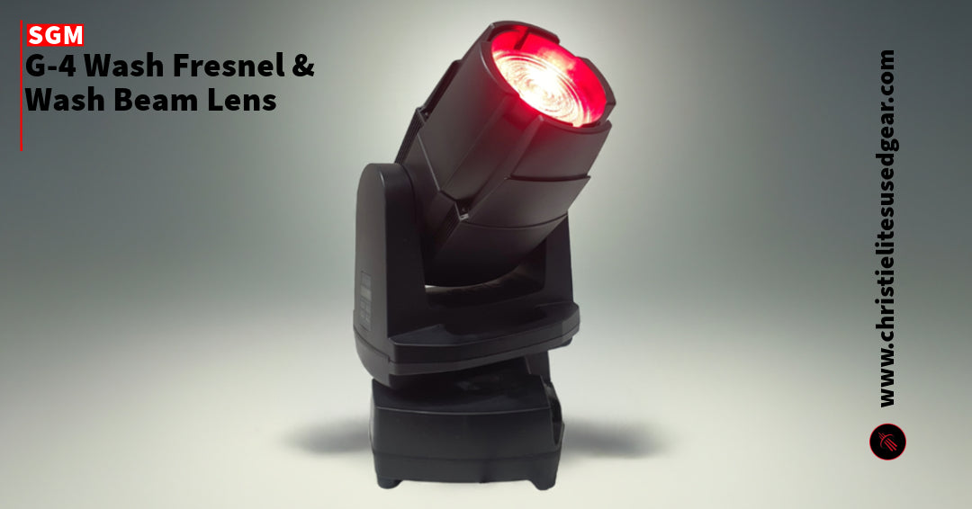 "G-4 Wash moving head light with Fresnel and Wash Beam lens – compact LED fixture designed for theaters, TV studios, and stage lighting with high CRI and wide zoom range.