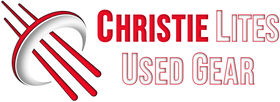 Logo for Christie Lites Used Gear with red and white design on a white background