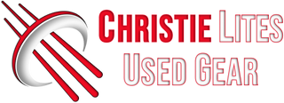 Logo for Christie Lites Used Gear with red and white design on a white background