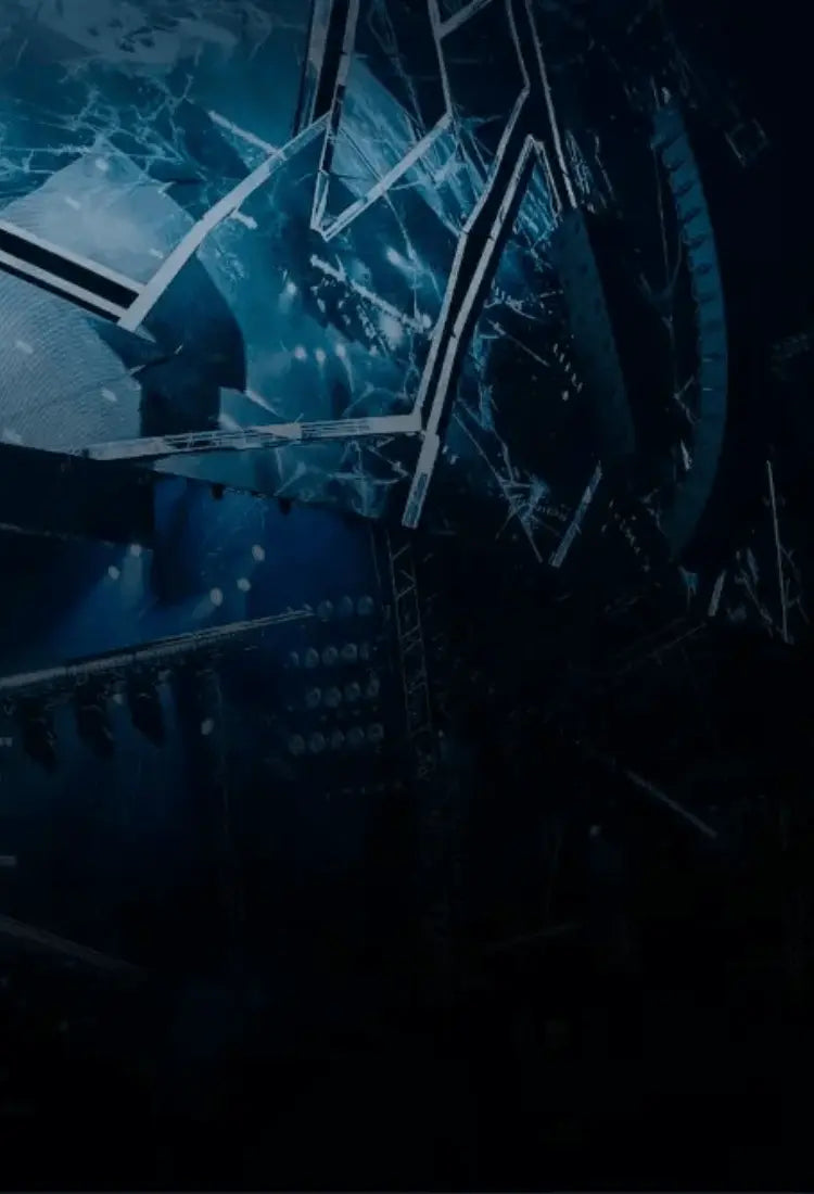 Abstract blue and black design with geometric shapes