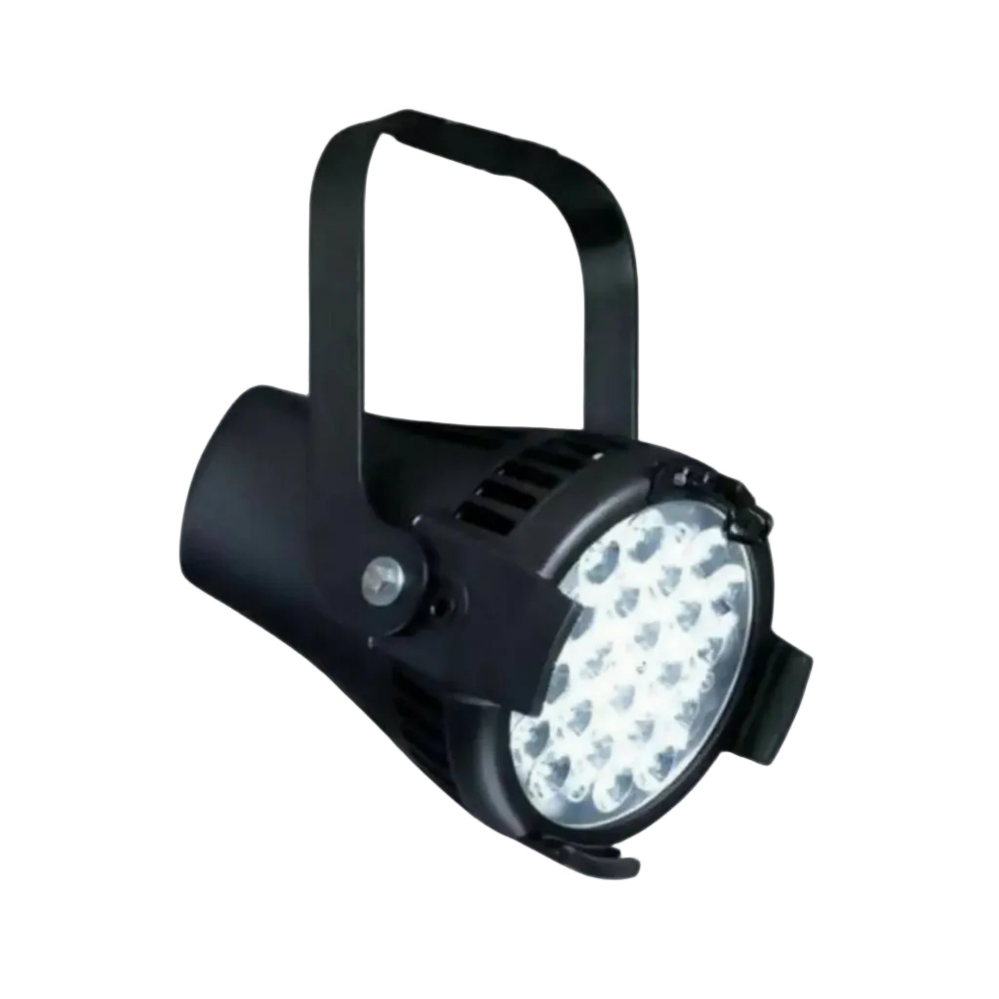 Black spotlight with LED lens on a white background