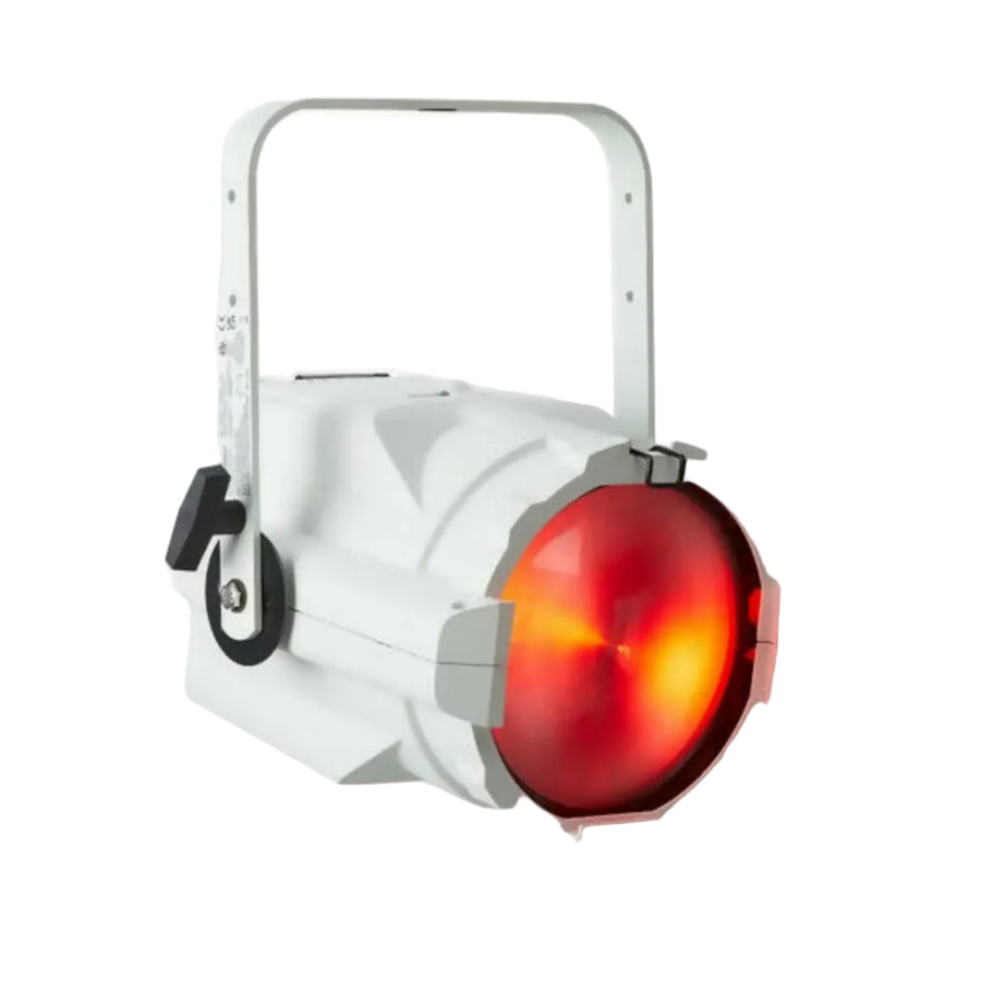 White spotlight with red glass on a white background