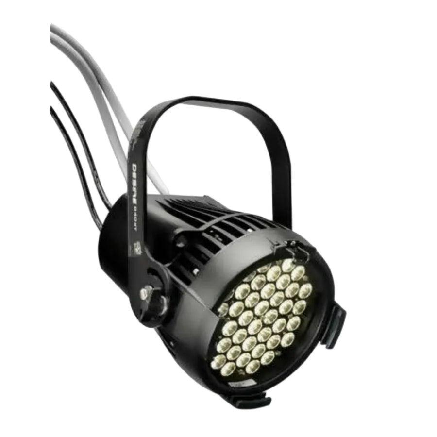 Black LED light fixture on a white background