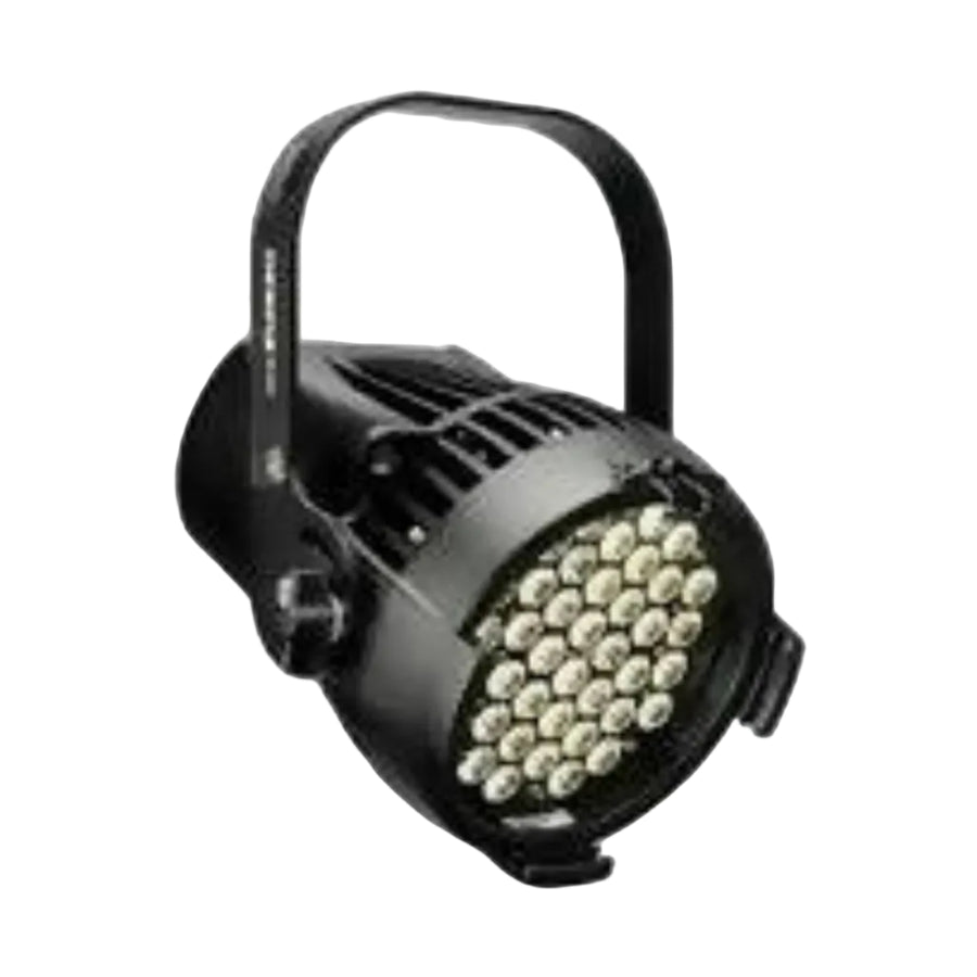 Black LED light fixture with multiple bulbs on a black background